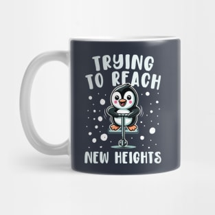 Trying To Reach New Height - Funny Penguin Mug